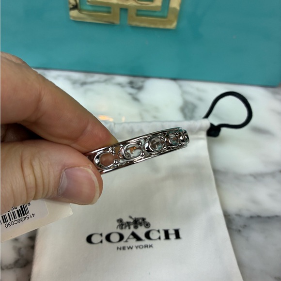 Coach Signature C Silver Hinge Bracelet - NWT & Dust Bag - Retail $125 - Picture 2 of 7